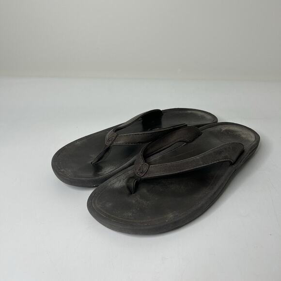 OluKai Womens Ohana Sandal Size 9 Thong Flip Flop Beach Shoe Black Slide - Picture 1 of 7